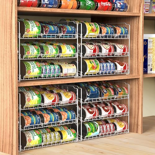 Simple Houseware Stackable Can Organizer Rack for Pantry/Cabinet - 11.5" D x 17" W x 13.75" H, Holds 36 Cans, 3-Tier Can Food Storage Dispenser, White - My Kitchen Products