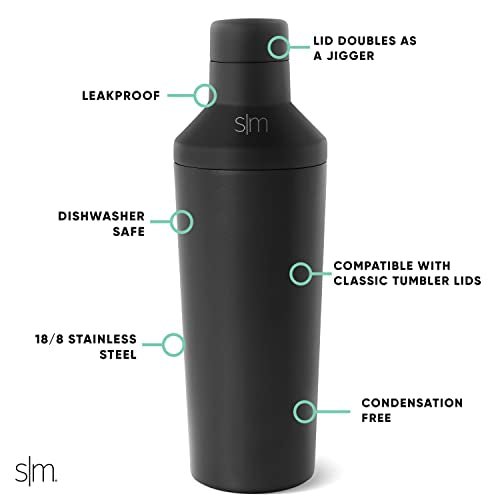 Simple Modern Cocktail Shaker Gift Set with Jigger Lid | Insulated Boston Martini Mixer Stainless Steel Christmas Gifts for Men Women | Compatible with Classic Tumbler Collection | Midnight Black - My Kitchen Products