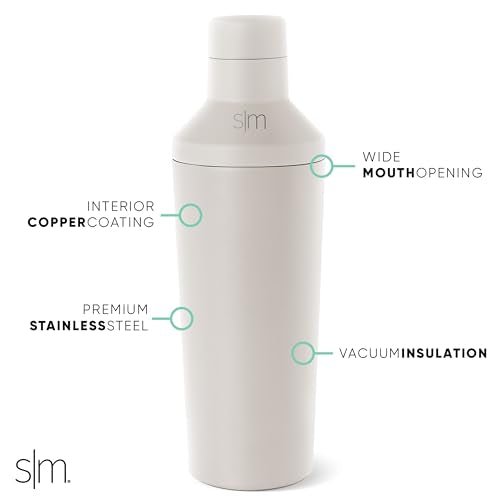 Simple Modern Cocktail Shaker Set with Jigger Lid | Stainless Steel Boston Shaker Insulated Martini Mixer for Mocktails | Gifts for Men Women Him Her | Classic Collection | 20oz | Almond Birch - My Kitchen Products