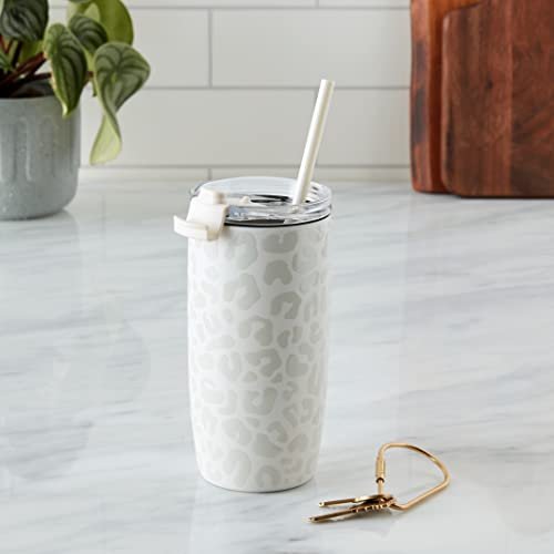 Simple Modern Voyager Tumbler with Flip Lid | Travel Coffee Mug | Insulated Stainless Steel Cold Brew Iced or Hot Coffee Cup | Gifts for Women Men Her Him | 16oz, Cream Leopard - My Kitchen Products