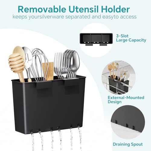 Simple Trending Adjustable Dish Drying Rack in Sink, Dish Drainers for Small Kitchen, Counter Inside Sink, Over the Sink with Utensil Holder - My Kitchen Products