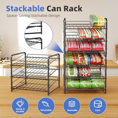 Simple Trending Can Rack Organizer, Stackable Can Storage Dispenser Holds up to 36 Cans for Kitchen Cabinet or Pantry, Black - My Kitchen Products