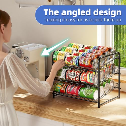 Simple Trending Can Rack Organizer, Stackable Can Storage Dispenser Holds up to 36 Cans for Kitchen Cabinet or Pantry, Black - My Kitchen Products