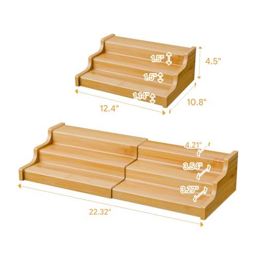 Simple Trending Expandable Bamboo Can Rack Organizer for Pantry, 3-Tier Adjustable Can Storage Holder Holds Up to 24 Cans, Canned Goods Storage Display for Cabinet, Countertop - My Kitchen Products