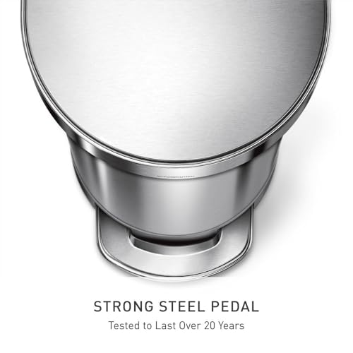simplehuman 45 Liter / 12 Gallon Slim Hands-Free Kitchen Step Trash Can, Brushed Stainless Steel - My Kitchen Products