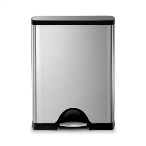 simplehuman 50 Liter / 13.0 Gallon Rectangular Kitchen Step Trash Can, Brushed Stainless Steel - My Kitchen Products
