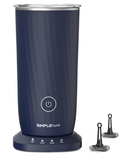 SIMPLETASTE Milk Frother, 4-in-1 Electric Milk Frother and Steamer, Automatic Warm and Cold Foam Maker and Milk Warmer for Latte, Cappuccinos, Dark Blue - My Kitchen Products