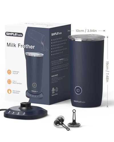 SIMPLETASTE Milk Frother, 4-in-1 Electric Milk Frother and Steamer, Automatic Warm and Cold Foam Maker and Milk Warmer for Latte, Cappuccinos, Dark Blue - My Kitchen Products