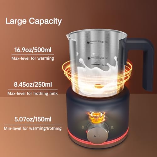 SIMPLETASTE Milk Frother, 4 in 1 Electric Milk Steamer, 16.91oz/500ml Automatic Warm and Cold Foam Frother for Coffee, Latte, Macchiato, Cappuccino, Hot Chocolate, Easy to Clean - My Kitchen Products