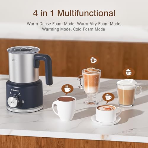 SIMPLETASTE Milk Frother, 4 in 1 Electric Milk Steamer, 16.91oz/500ml Automatic Warm and Cold Foam Frother for Coffee, Latte, Macchiato, Cappuccino, Hot Chocolate, Easy to Clean - My Kitchen Products