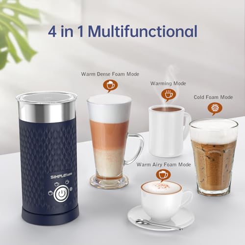 SIMPLETASTE Milk Frother, 4-in-1 Electric Milk Steamer, Automatic Warm and Cold Foam Maker and Milk Warmer for Latte, Cappuccinos, Macchiato - My Kitchen Products