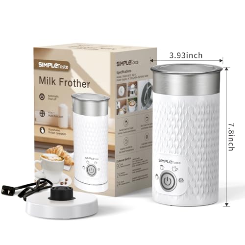 SIMPLETASTE Milk Frother, 4-in-1 Electric Milk Steamer, Automatic Warm and Cold Foam Maker and Milk Warmer for Latte, Cappuccinos, Macchiato, Hot Chocolate - My Kitchen Products