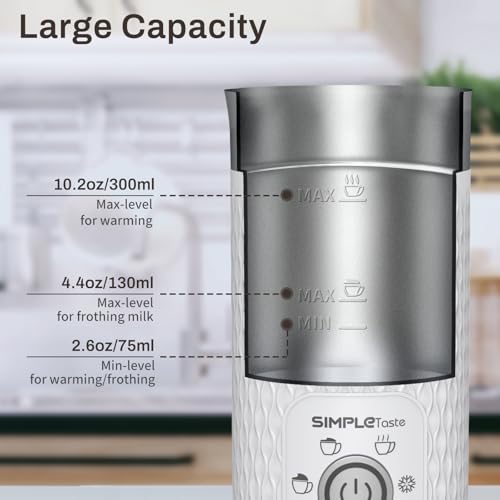 SIMPLETASTE Milk Frother, 4-in-1 Electric Milk Steamer, Automatic Warm and Cold Foam Maker and Milk Warmer for Latte, Cappuccinos, Macchiato, Hot Chocolate - My Kitchen Products