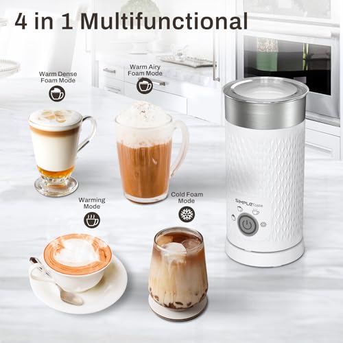 SIMPLETASTE Milk Frother, 4-in-1 Electric Milk Steamer, Automatic Warm and Cold Foam Maker and Milk Warmer for Latte, Cappuccinos, Macchiato, Hot Chocolate - My Kitchen Products
