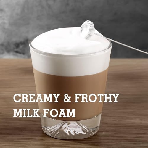 SIMPLETASTE Milk Frother Handheld Electric Foam Maker, Drink Mixer with Stainless Steel Whisk for Cappuccino, Bulletproof Coffee, Latte, Gray, with Stand, Battery Operated - My Kitchen Products