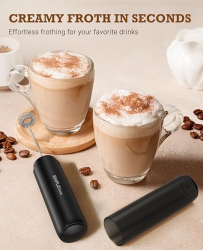 SIMPLETASTE Rechargeable Milk Frother Handheld Dual Coil Whisk Head Mixer - My Kitchen Products