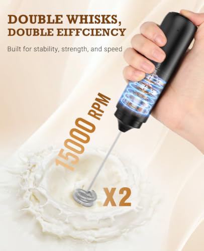 SIMPLETASTE Rechargeable Milk Frother Handheld Dual Coil Whisk Head Mixer - My Kitchen Products