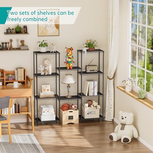 SINGAYE Metal Shelves Wire Shelving：Storage Rack Standing Units Shelf for Kitchen Laundry Bathroom Closet Organizers Pantry Narrow Mesh Adjustable 10" D x 16" W x 55" H Black - My Kitchen Products