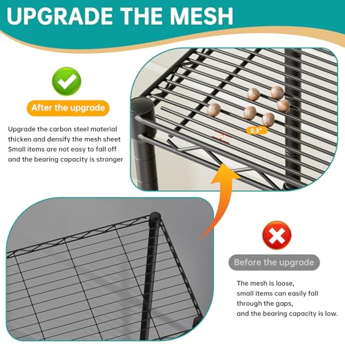 SINGAYE Metal Shelves Wire Shelving：Storage Rack Standing Units Shelf for Kitchen Laundry Bathroom Closet Organizers Pantry Narrow Mesh Adjustable 10" D x 16" W x 55" H Black - My Kitchen Products
