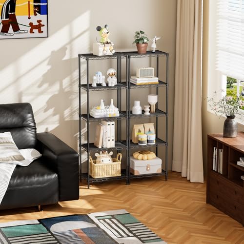 SINGAYE Metal Shelves Wire Shelving：Storage Rack Standing Units Shelf for Kitchen Laundry Bathroom Closet Organizers Pantry Narrow Mesh Adjustable 10" D x 16" W x 55" H Black - My Kitchen Products