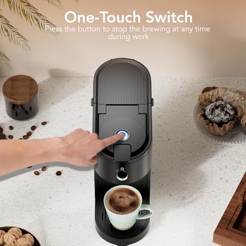 Single Serve Coffee Maker – Brew with Coffee Pods & Grounds, Compatible with Kcup Coffee Pods, Small Sizes Up to 6 8 10 12 14 Oz, 14 Oz Water Reservoir, Easy to Clean for Office Travel Home, Black - My Kitchen Products
