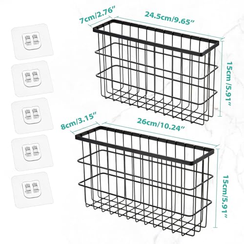 Sinnsally 2 Pack Cabinet Door Organizer,Self Adhesive Lid Organizers Inside Cabinet Storage Boxes,Hanging Storage Basket Organizer Wall Mounted Pantry Caddy Cup Holder for Kitchen,Fridge,Bathroom - My Kitchen Products