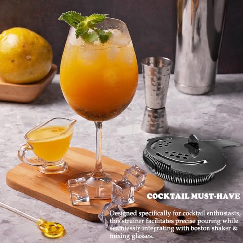 Sipoyen Black Cocktail Strainer for Drinks 2 Prong Hawthorne Strainer with Removable Spring Stainless Steel Bartending Strainer - My Kitchen Products