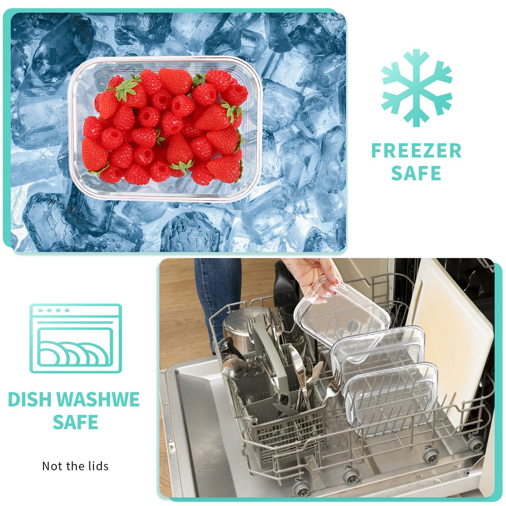 Skroam 10-Pack Glass Meal Prep Containers, Food Storage Containers with Snap Locking Lids, Airtight Bento Boxes for Microwave, Oven, Freezer and Dishwasher - My Kitchen Products
