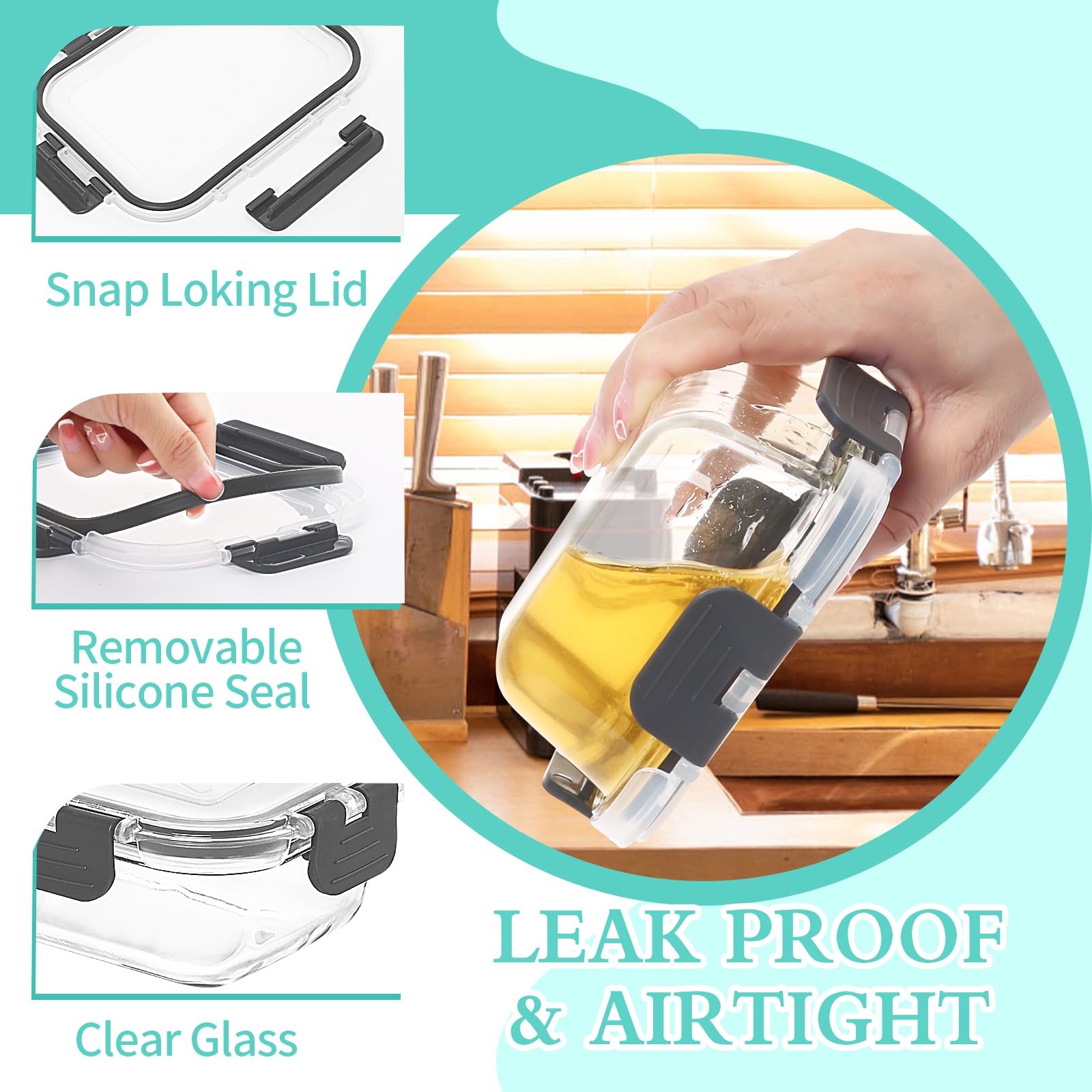 Skroam 10-Pack Glass Meal Prep Containers, Food Storage Containers with Snap Locking Lids, Airtight Bento Boxes for Microwave, Oven, Freezer and Dishwasher - My Kitchen Products