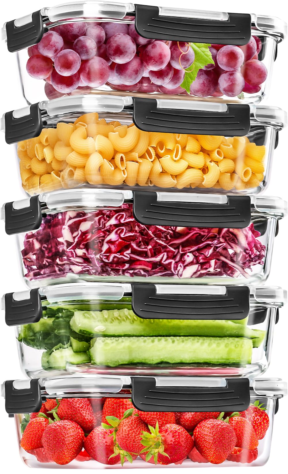 Skroam 5-Packs 36OZ Glass Food Storage Containers with Lids Airtight, Glass Meal Prep Container for Lunch, Pantry Organizers and Storage, Glass Lunch Boxes for Freezer to Oven Safe, Leak Proof - My Kitchen Products