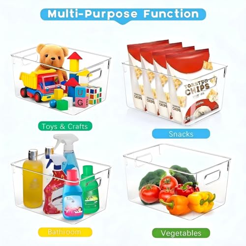 SKTEET Set of 8 Clear Plastic Storage Bins, 4 Large and 4 Small Stackable Storage Containers for Pantry Organization and Kitchen Storage Bins,Home Edit and Cabinet Organizers - My Kitchen Products