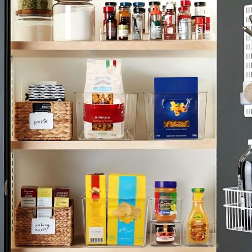SKTEET Set of 8 Clear Plastic Storage Bins, 4 Large and 4 Small Stackable Storage Containers for Pantry Organization and Kitchen Storage Bins,Home Edit and Cabinet Organizers - My Kitchen Products