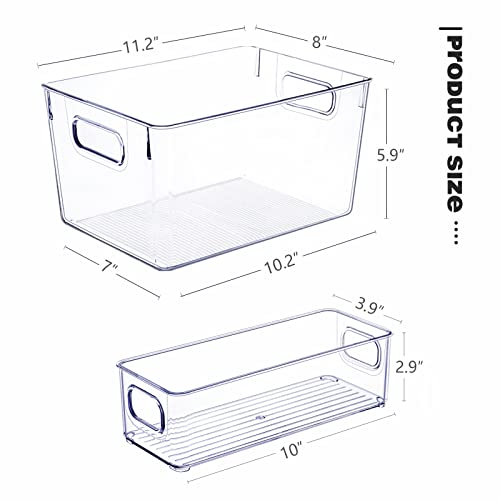 SKTEET Set of 8 Clear Plastic Storage Bins, 4 Large and 4 Small Stackable Storage Containers for Pantry Organization and Kitchen Storage Bins,Home Edit and Cabinet Organizers - My Kitchen Products