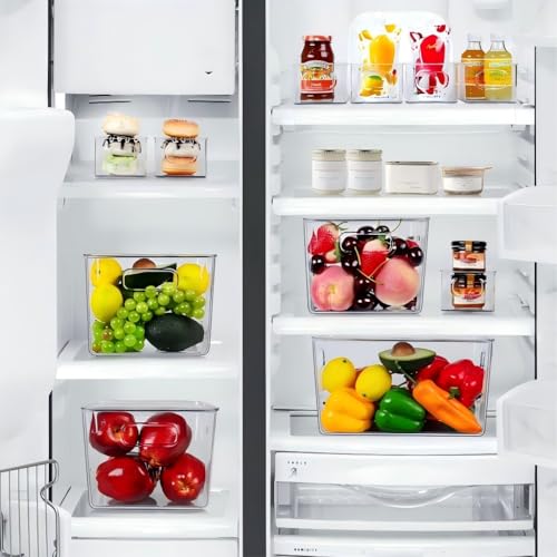 SKTEET Set of 8 Clear Plastic Storage Bins, 4 Large and 4 Small Stackable Storage Containers for Pantry Organization and Kitchen Storage Bins,Home Edit and Cabinet Organizers - My Kitchen Products