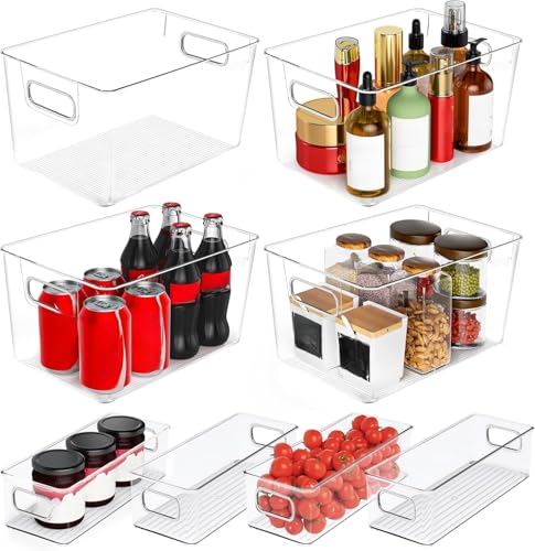 SKTKSE Clear Plastic Storage Bins 8 Pack, Pantry Organizers and Storage, Fridge Organizer Containers for Kitchen