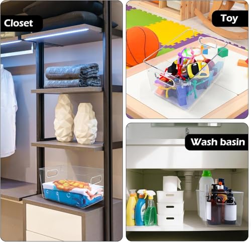 SKTKSE Clear Plastic Storage Bins 8 Pack - Pantry Organizers and Storage, Fridge Organizer Containers for Kitchen, Cabinet, Freezer, Bathroom, Clost, Home Organization - My Kitchen Products