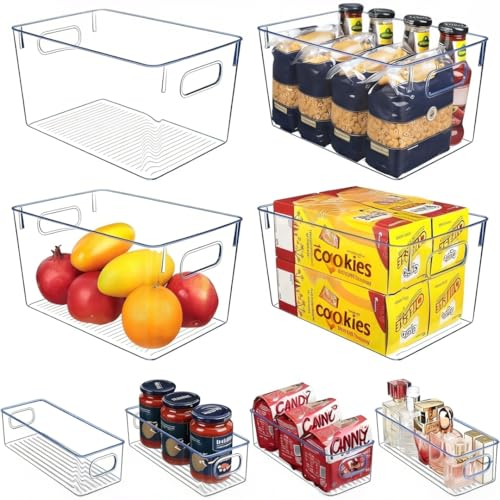 SKTWEEWKTS Set of 8 pantry organizers and storage, Clear Plastic Storage Bins for Kitchen Organization, Freezer