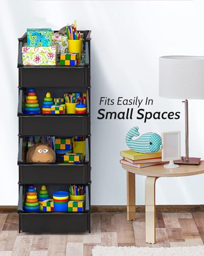 Skywin Stackable Storage Bins Open Front for Pantry Storage, 4 Pack - Black - My Kitchen Products