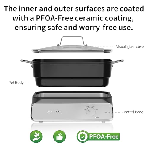 Slow Cooker 10-Quart - PFOA-Free Ceramic Coating, Oven Safe to 450°F | Keep Warm Function for Large Family Gatherings (Includes Silicone Spoon) - My Kitchen Products
