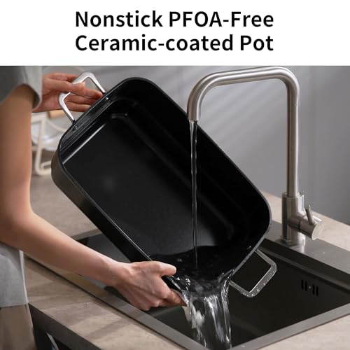 Slow Cooker 10-Quart - PFOA-Free Ceramic Coating, Oven Safe to 450°F | Keep Warm Function for Large Family Gatherings (Includes Silicone Spoon) - My Kitchen Products