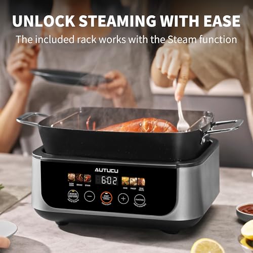 Slow Cooker 7 Quart | Programmable Multi-Cooker PFOA-Free Ceramic Coating, Steamer, Sear sauté, Warm Function (Includes Silicone Spoon) - My Kitchen Products