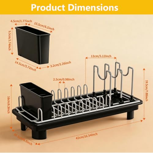 Small Dish Drying Rack,Compact Dish Rack for Kitchen Counter with 360° Rotating Drain Spout and Utensil Holder,Stainless Steel Countertop Dish Drainer for Sink,Space-Saving Design for Small Kitchen - My Kitchen Products