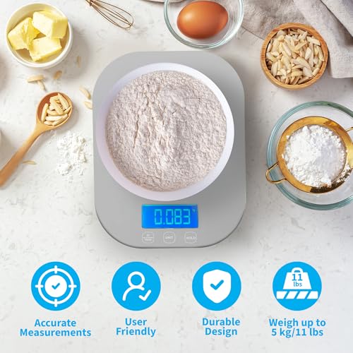 Smart Weigh Gray Digital Kitchen Scale for Cooking, Weight Loss, Calorie Tracking, Baking, Food Portion Control, and Meal Prep - Accurate Measurements in Grams and Ounces - My Kitchen Products