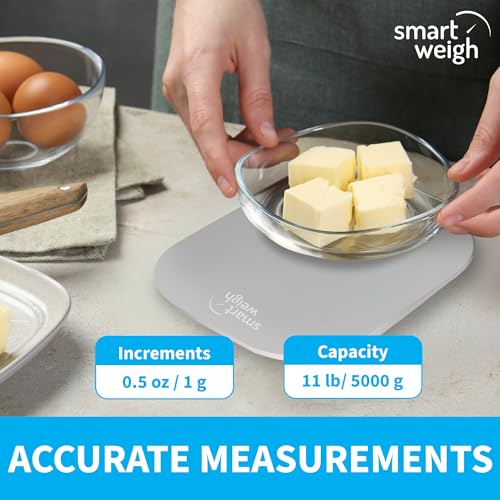 Smart Weigh Gray Digital Kitchen Scale for Cooking, Weight Loss, Calorie Tracking, Baking, Food Portion Control, and Meal Prep - Accurate Measurements in Grams and Ounces - My Kitchen Products