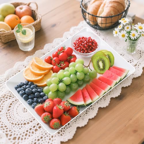 SmartTrends 6-Pack Serving Tray for Parties, Serving Platter in 3 Sizes for Entertaining, Food Display, Plastic Trays for Cookies, Stackable Rectangular Platters for Family(White) - My Kitchen Products