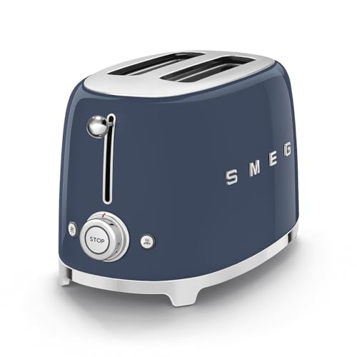 SMEG 2 Slice Toaster with 6 Presets and Defrost Function and Removable Crumb Tray (Navy) - My Kitchen Products