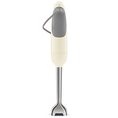 SMEG Handheld Immersion Blender with Beaker, Chopping Bowl w/Lid, Wire Whisk, 5 Speed Controls, made with Stainless Steel Blades and Ergonomic Design (Cream) - My Kitchen Products