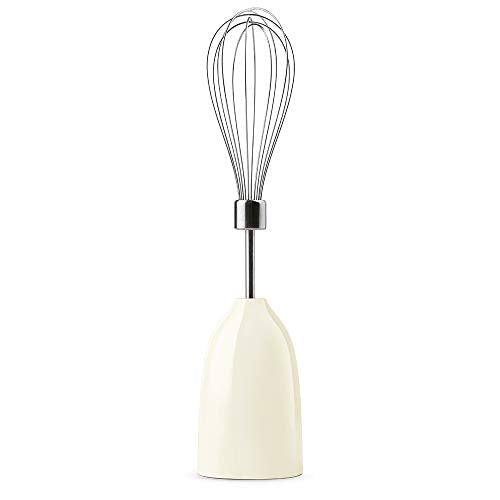 SMEG Handheld Immersion Blender with Beaker, Chopping Bowl w/Lid, Wire Whisk, 5 Speed Controls, made with Stainless Steel Blades and Ergonomic Design (Cream) - My Kitchen Products