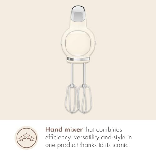 SMEG HMF01 9-Speed Retro Hand Mixer – 220W Motor, Smooth Start, Turbo Function, LED Timer Display, Stainless Steel Whisks, Beaters & Dough Hooks, Premium Die-Cast Aluminum Body - My Kitchen Products