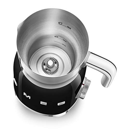 SMEG Retro 50's Style Milk Frother with 2 Disks 6 Preset Programs Hot or Cold Frothing and Induction Heating (Black) - My Kitchen Products